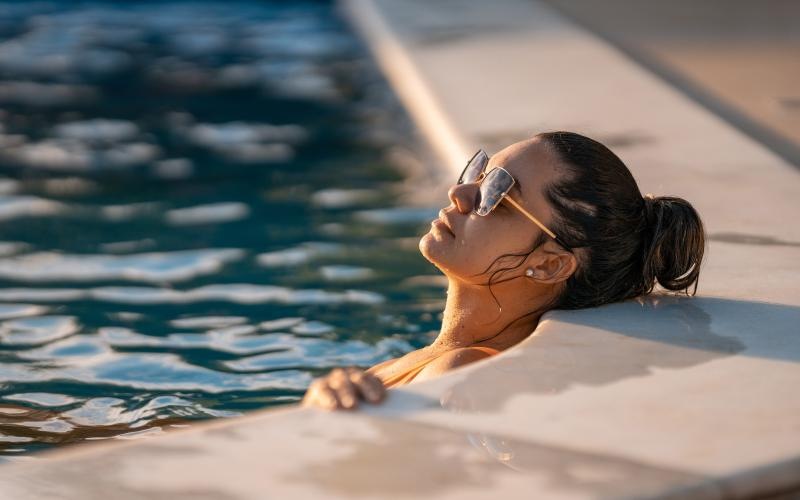 a person in a pool